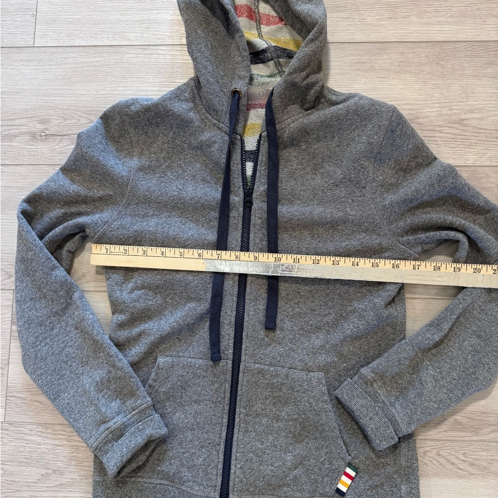 Hudsons Bay Full Zip Jacket Hoodie Sz S French Terry Retro Striped Gray Womens - Picture 11 of 15